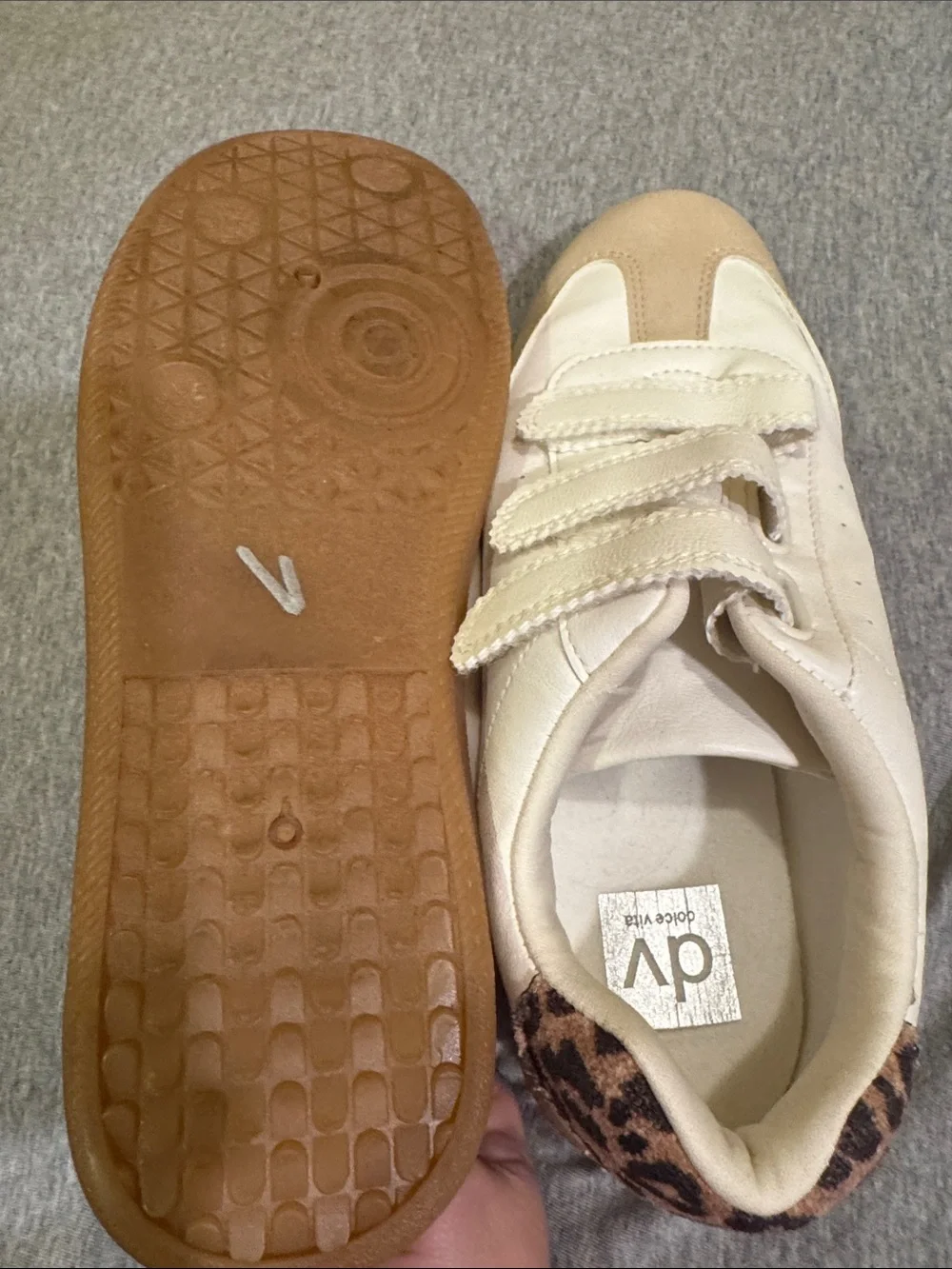 DV by Dolce Vita Cream and Tan Quick Sneakers with Leopard Heel